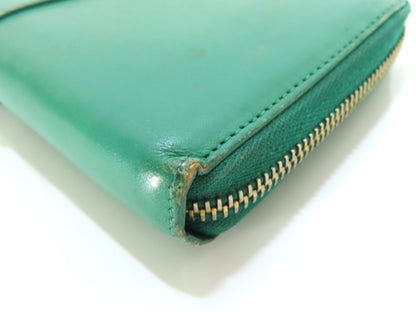 Yves Saint Laurent YSL Leather Zippy Wallet Green Wallet
