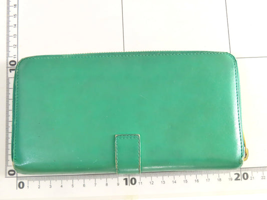Yves Saint Laurent YSL Leather Zippy Wallet Green Wallet