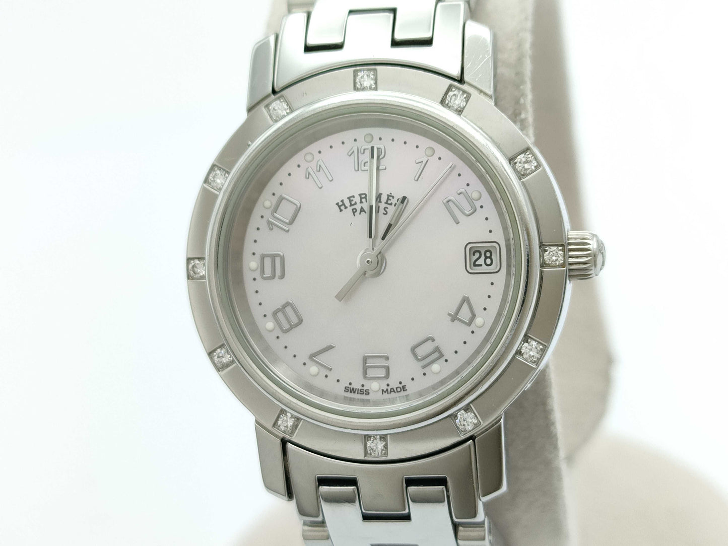 HERMES Clipper CL4.230 2603362 Pink Shell Women's Watch
