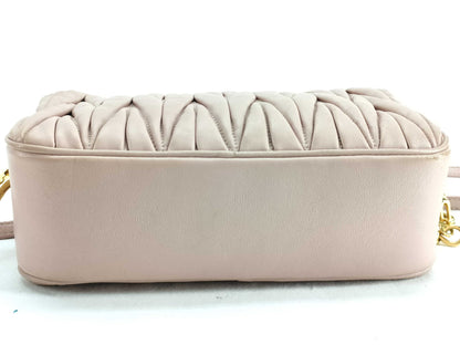 Miu Miu Matelasse Leather Shoulder Bag Pink
