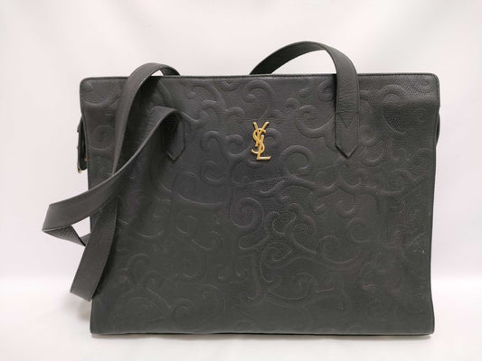 Yves Saint Laurent YSL Leather Tote Bag Black Tote Bag