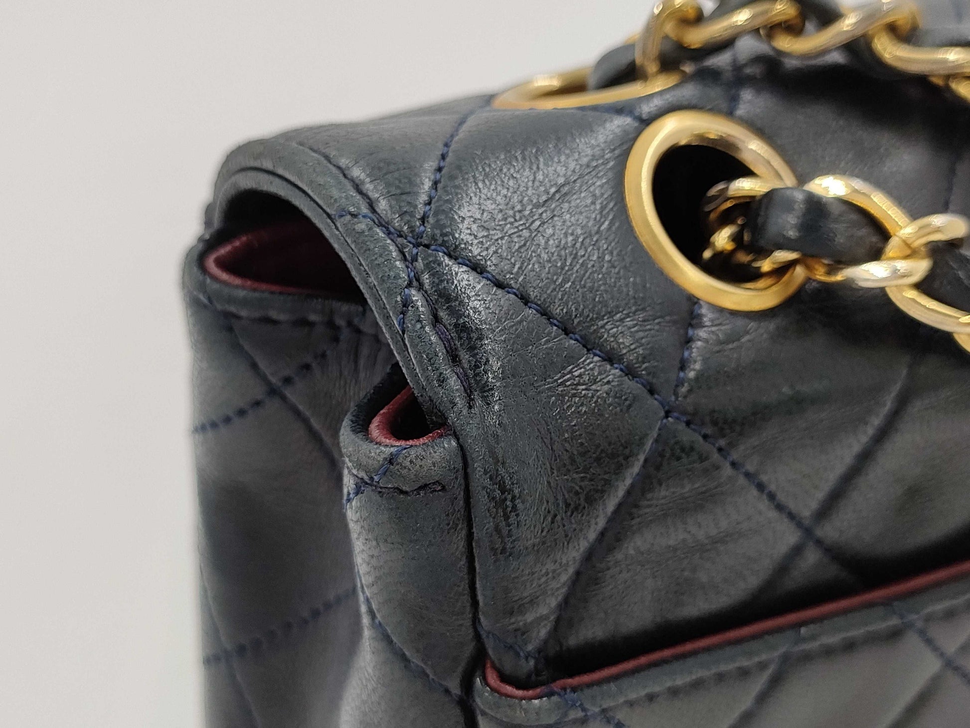 CHANEL Lambskin Matelasse Chain Shoulder Bag in Navy with Pouch, #1 Bag
