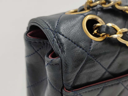 CHANEL Lambskin Matelasse Chain Shoulder Bag in Navy with Pouch, #1 Bag