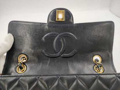 CHANEL Lambskin Matelasse Chain Shoulder Bag in Navy with Pouch, #1 Bag
