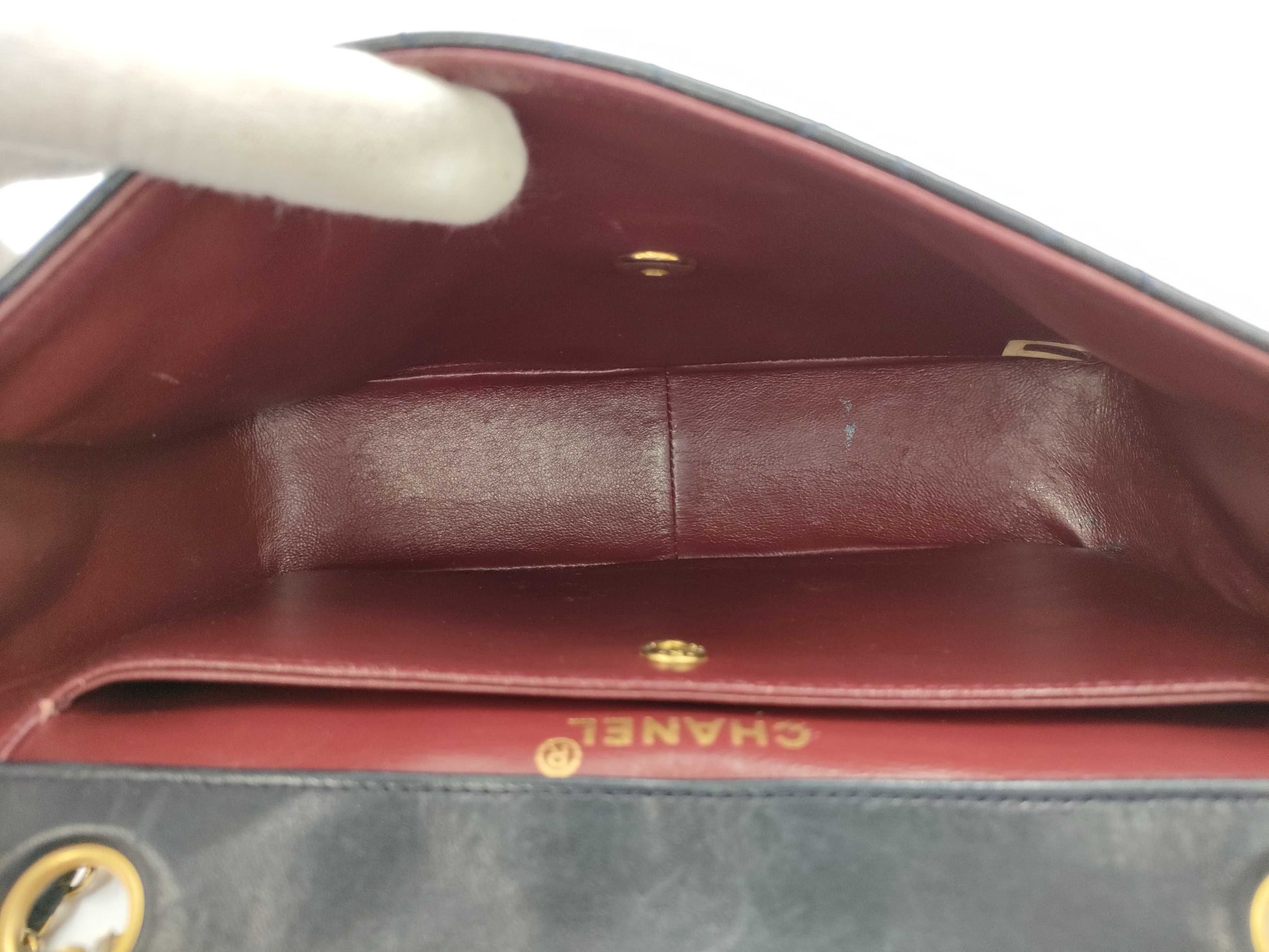 CHANEL Lambskin Matelasse Chain Shoulder Bag in Navy with Pouch, #1 Bag