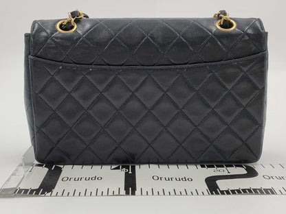 CHANEL Lambskin Matelasse Chain Shoulder Bag in Navy with Pouch, #1 Bag