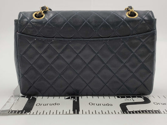 CHANEL Lambskin Matelasse Chain Shoulder Bag in Navy with Pouch, #1 Bag