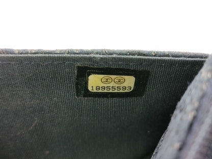 CHANEL Suede Navy Chain Wallet 18 Series Shoulder Bag