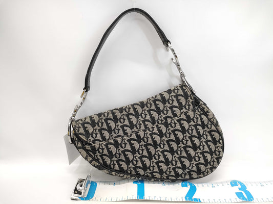 Dior Trotter Saddle Bag Canvas and Leather Handbag
