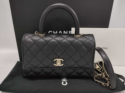 CHANEL Coco Handle 24 A92990/A61A27CC Shoulder Handbag in Caviar Skin, Black