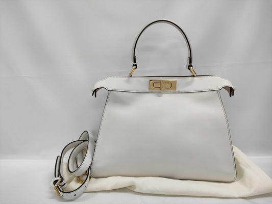 FENDI Peekaboo I See You Medium Handbag 8BN321 White