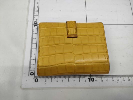 HERMES Bearn Compact Alligator Wallet, Yellow, G Hardware, Y Stamp