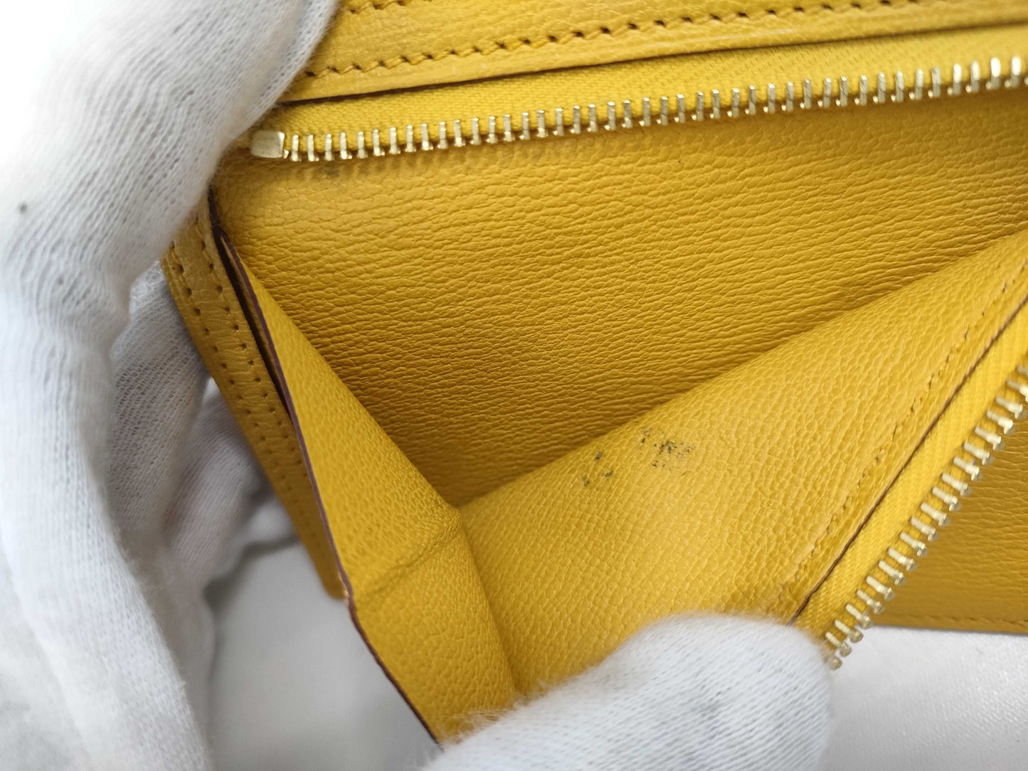 HERMES Bearn Compact Alligator Wallet, Yellow, G Hardware, Y Stamp