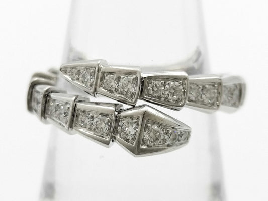 BVLGARI Serpenti Viper L Full Diamond WG Au750 7.0g Ring 