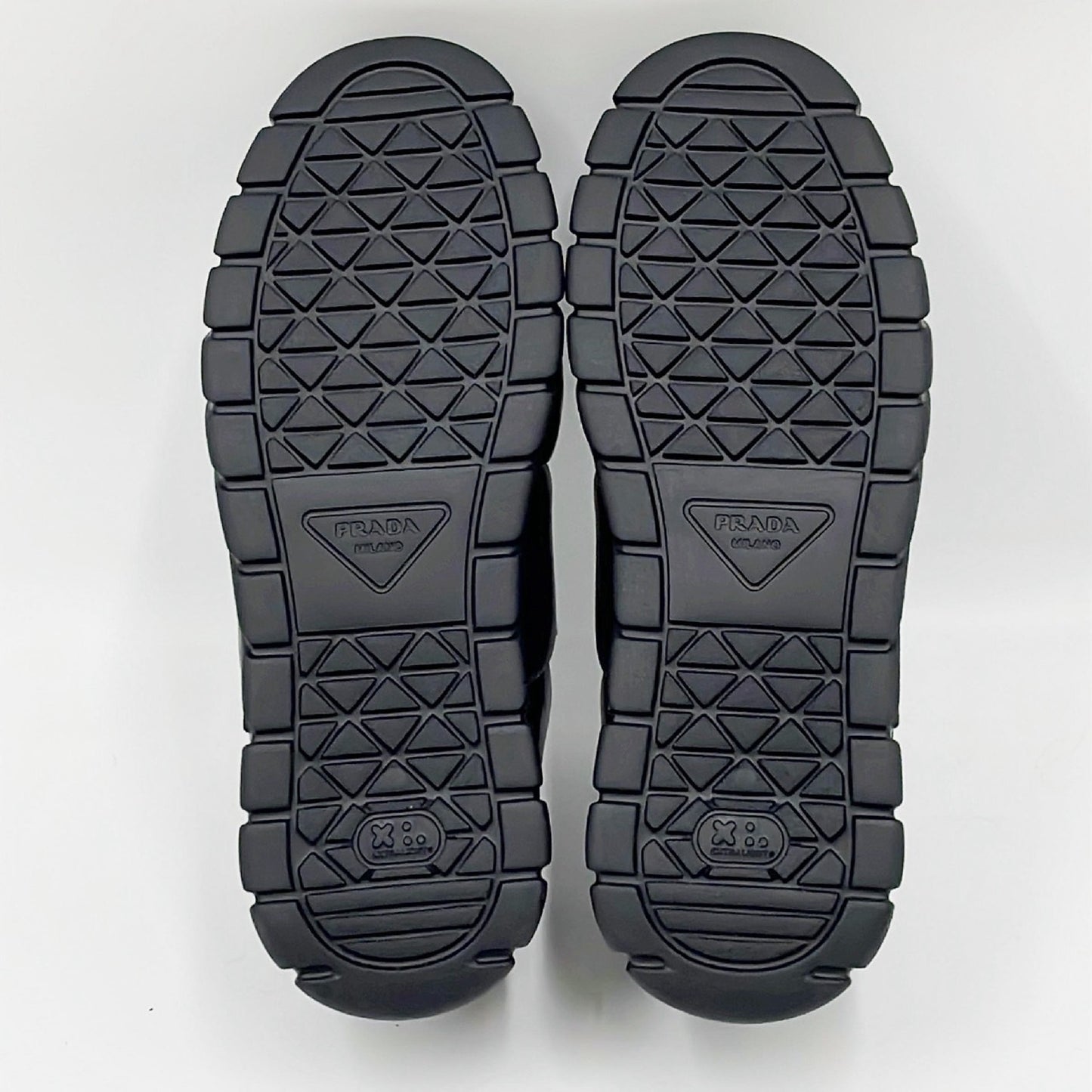 PRADA Downtown Sneakers, Padded Nappa Leather, Triangle Logo, Black, Size 24cm, Size 37