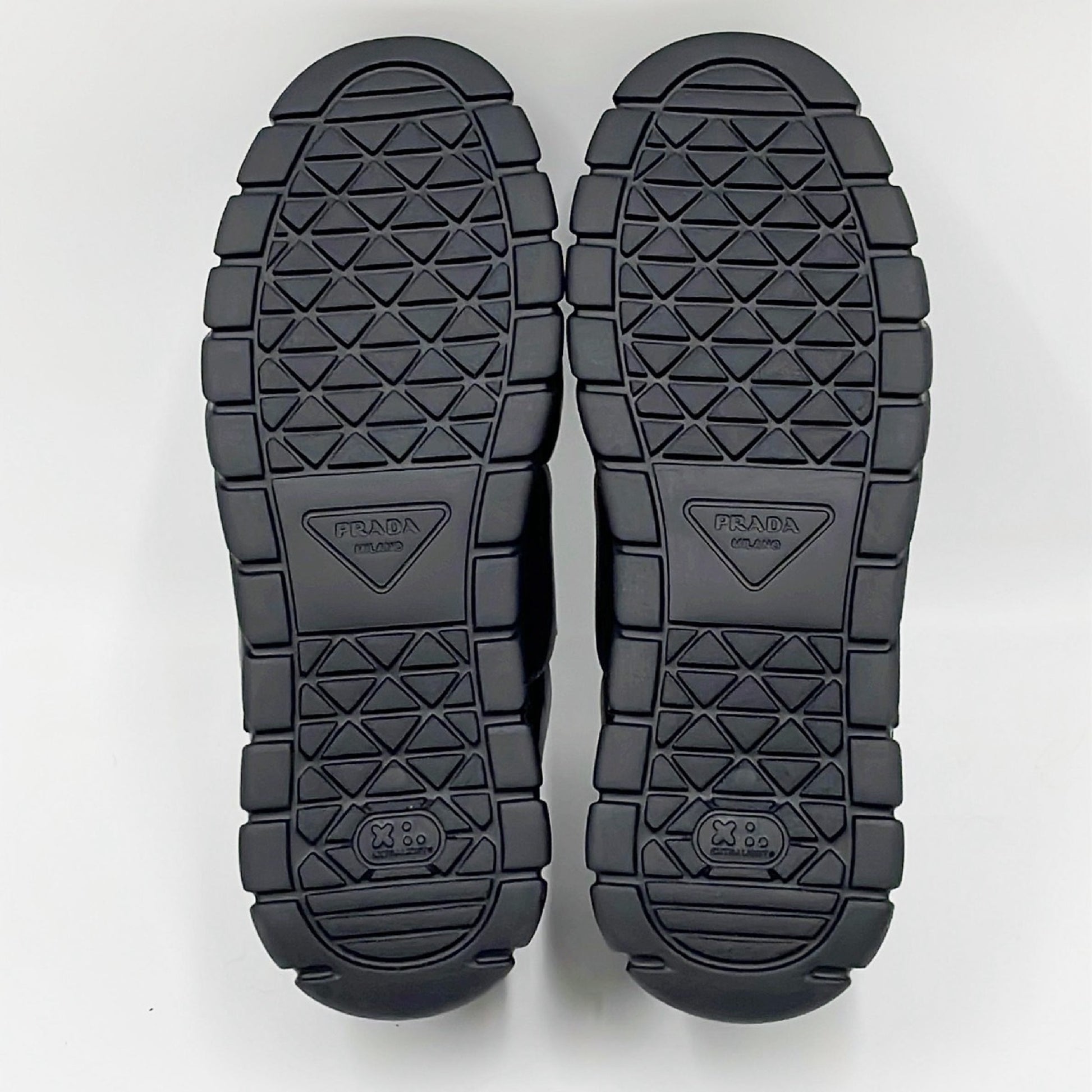 PRADA Downtown Sneakers, Padded Nappa Leather, Triangle Logo, Black, Size 24cm, Size 37
