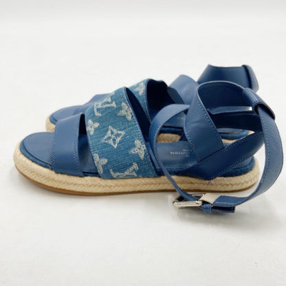 LOUIS VUITTON Monogram Denim and Leather Starboard Sandals CL1119 size 35