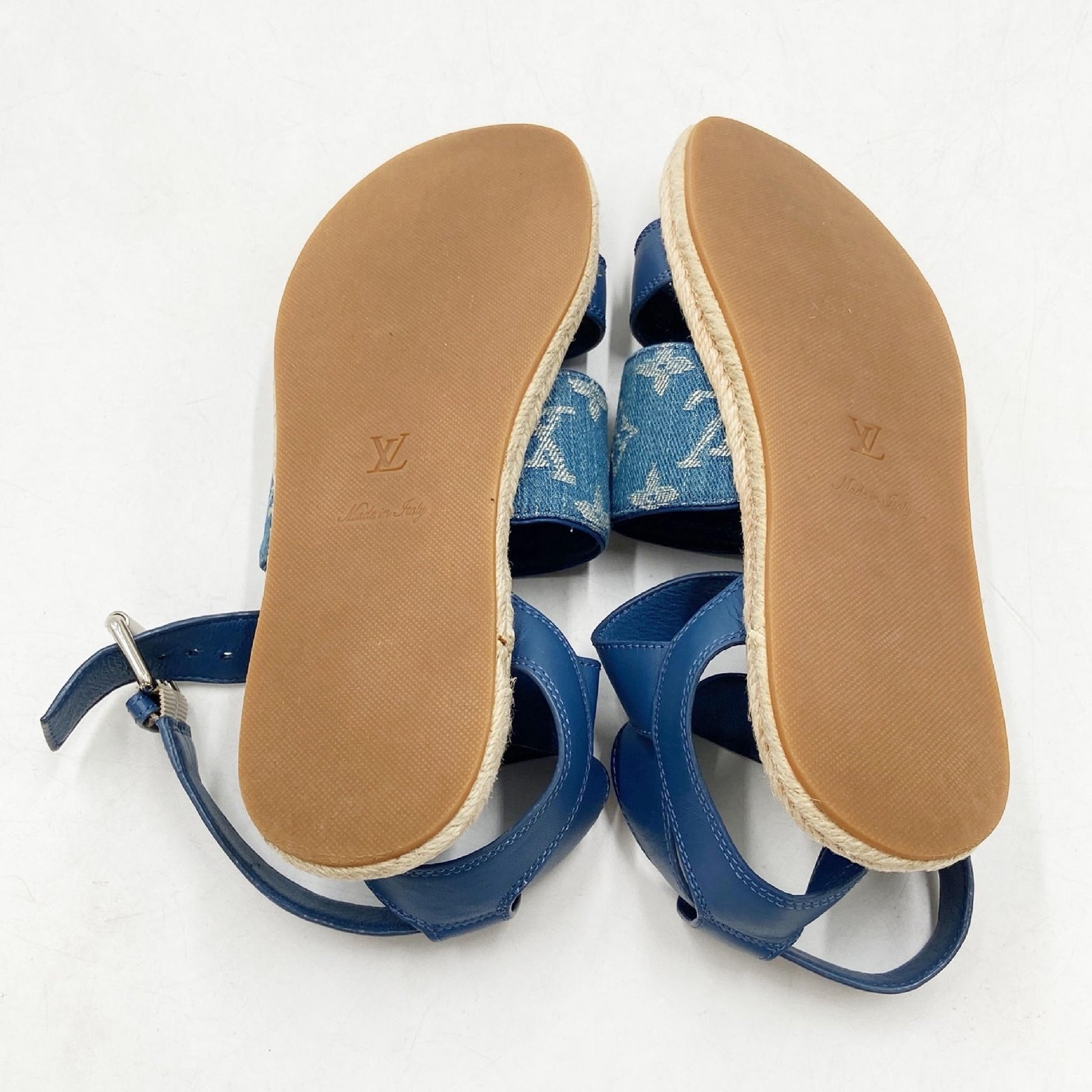LOUIS VUITTON Monogram Denim and Leather Starboard Sandals CL1119 size 35