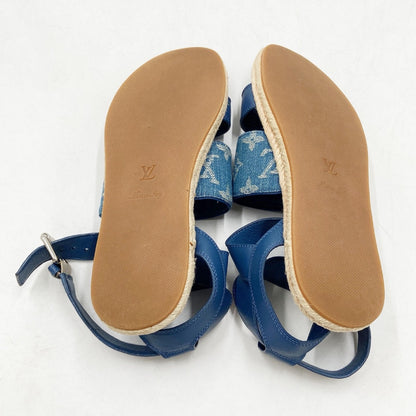LOUIS VUITTON Monogram Denim and Leather Starboard Sandals CL1119 size 35