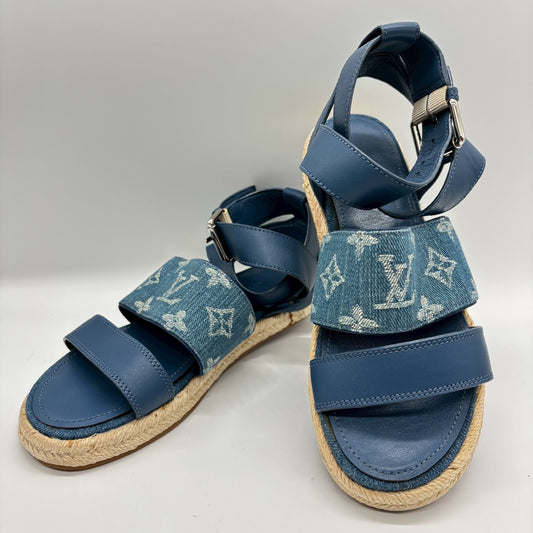 LOUIS VUITTON Monogram Denim and Leather Starboard Sandals CL1119 size 35
