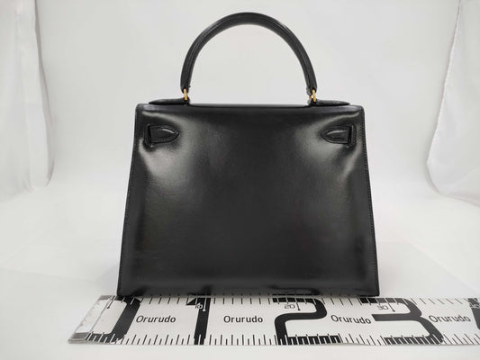 HERMES Kelly 28 ○S Box Calf Cadena Handbag