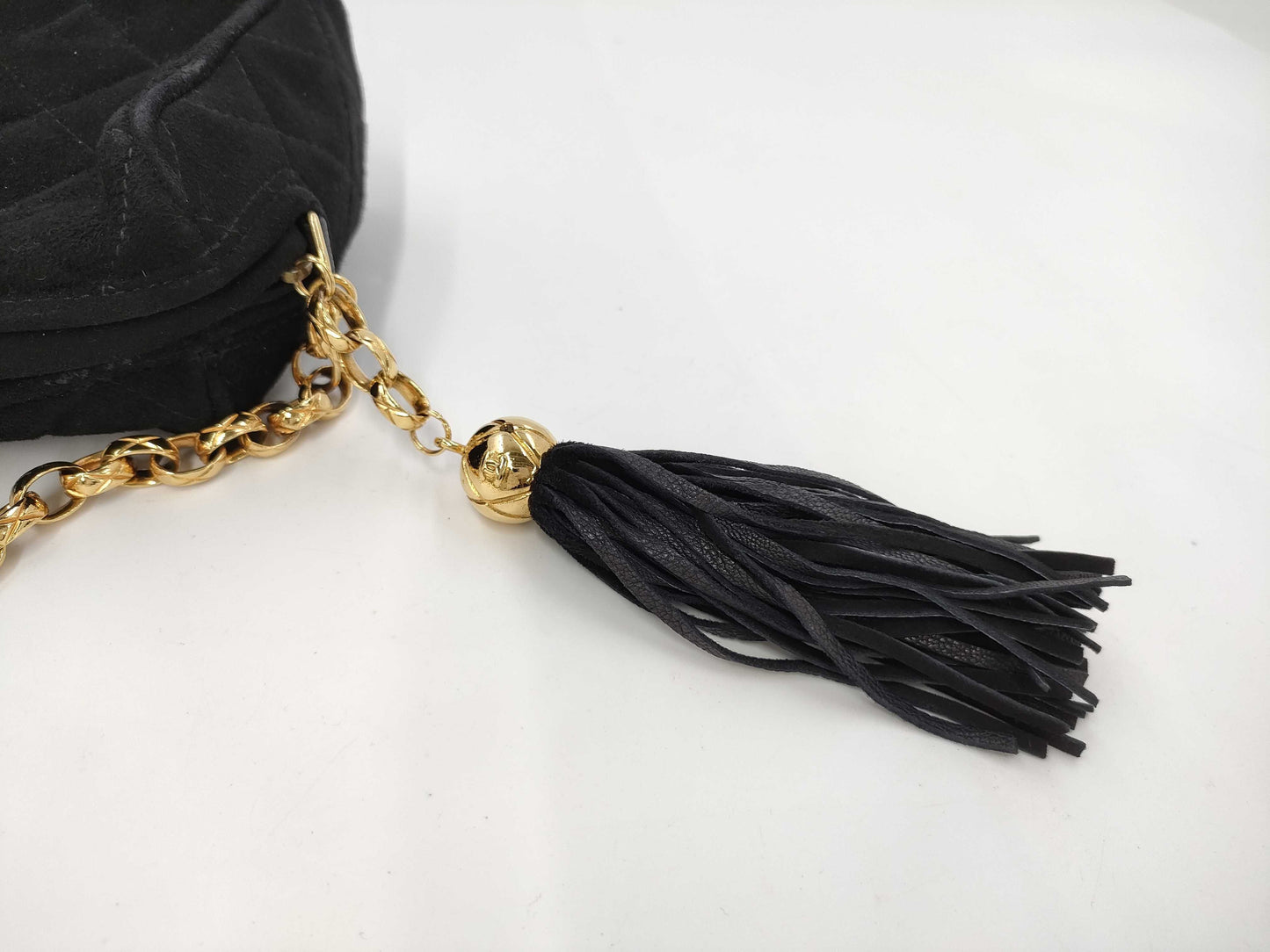 CHANEL Suede Fringe Chain Shoulder Bag 2938052