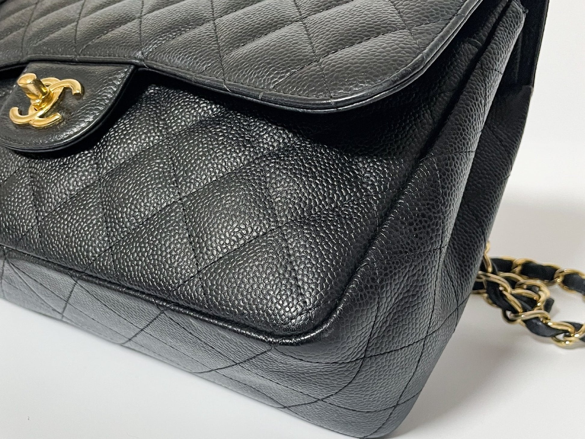 CHANEL Deca Matelasse 30 Caviar Leather Black with Gold Hardware Shoulder Bag