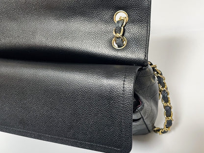 CHANEL Deca Matelasse 30 Caviar Leather Black with Gold Hardware Shoulder Bag