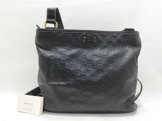 GUCCI Guccissima 201446 Shima Shoulder Bag Sacoche Black Shoulder Bag