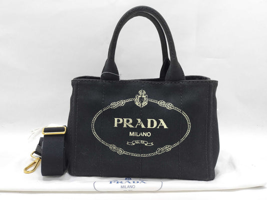 PRADA Canapa 2-way bag, black handbag