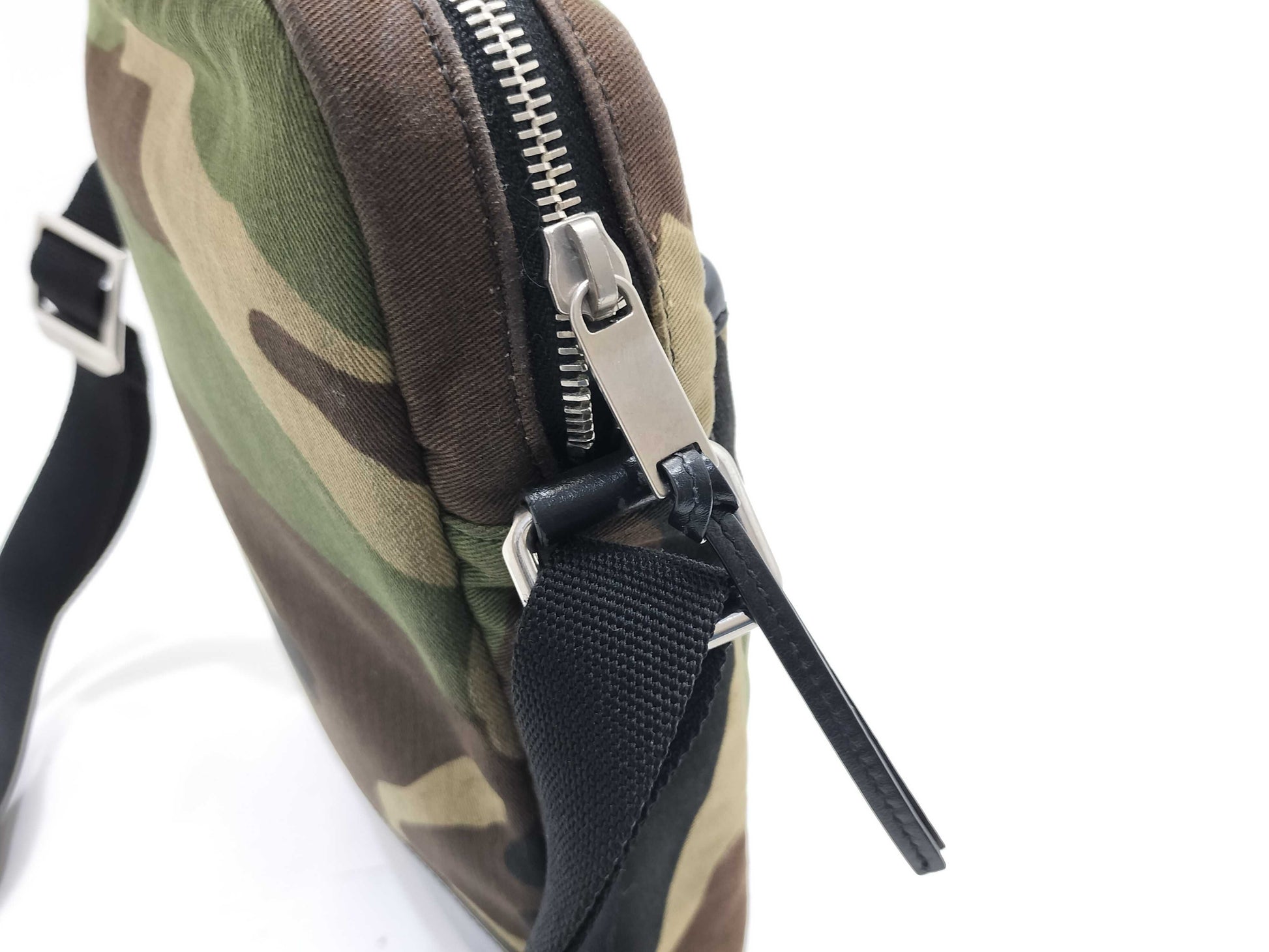 SAINT LAURENT 482777 Paris Rivington Shoulder Bag, Camouflage Canvas, Khaki