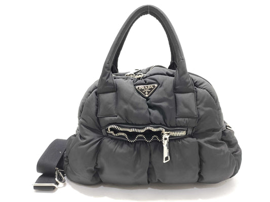 PRADA Nylon Bomber 2-way Bag Black Nylon Handbag