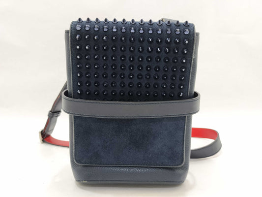 Christian Louboutin Bench Reporter Shoulder Bag, Studded Leather, Navy