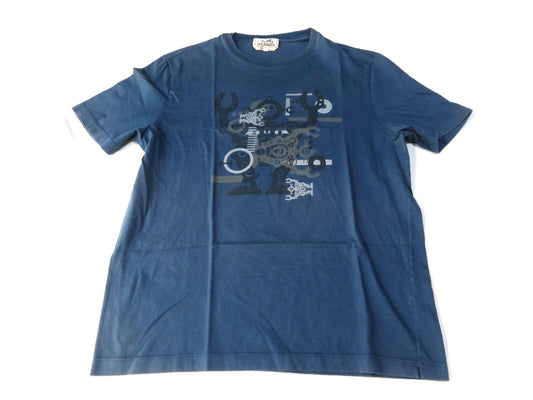 HERMES Hello Mr. Falier T-shirt Navy M T-shirt