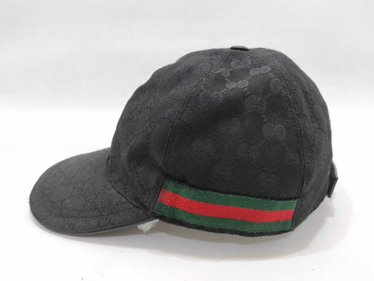 GUCCI GG Canvas Cap with Side Shelly, Black Other Apparel