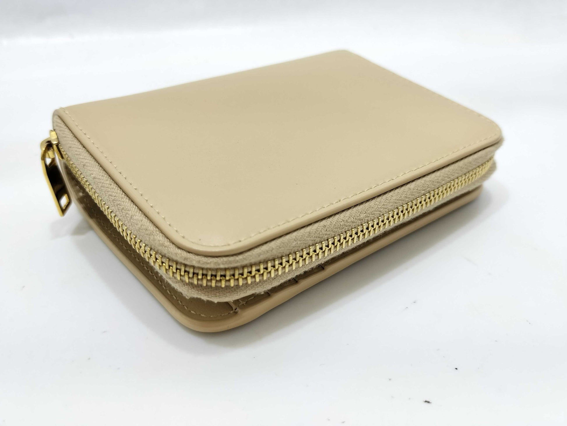Yves Saint Laurent Paris Logo Bifold Wallet in Beige Leather