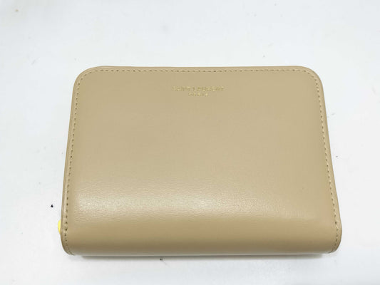 Yves Saint Laurent Paris Logo Bifold Wallet in Beige Leather