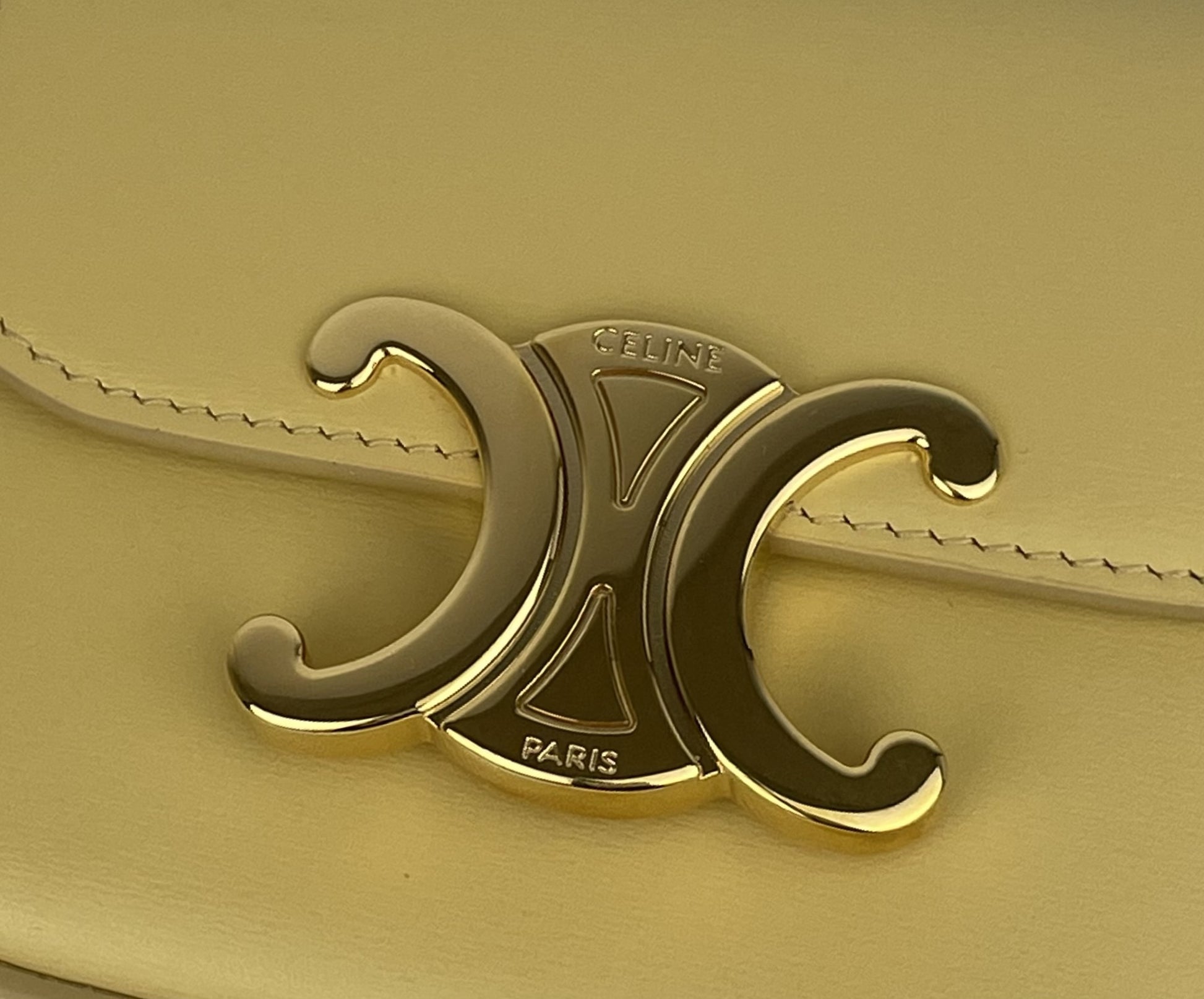 CELINE Claude Triomphe Leather Pastel Yellow Waist Bag