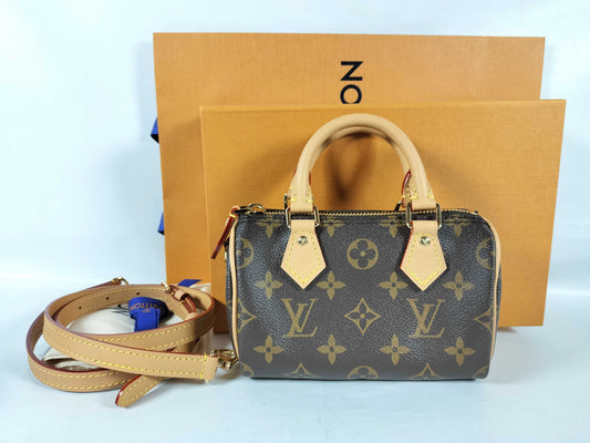 LOUIS VUITTON RFID verification failed. TN2255 Monogram Louis Vuitton M81085 Nano Speedy Monogram Handbag.