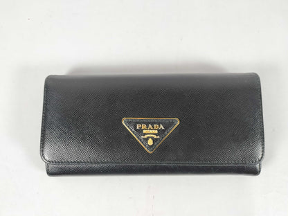 PRADA PRADA Saffiano Triangle Long Wallet Wallet