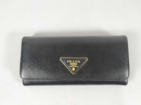 PRADA PRADA Saffiano Triangle Long Wallet Wallet