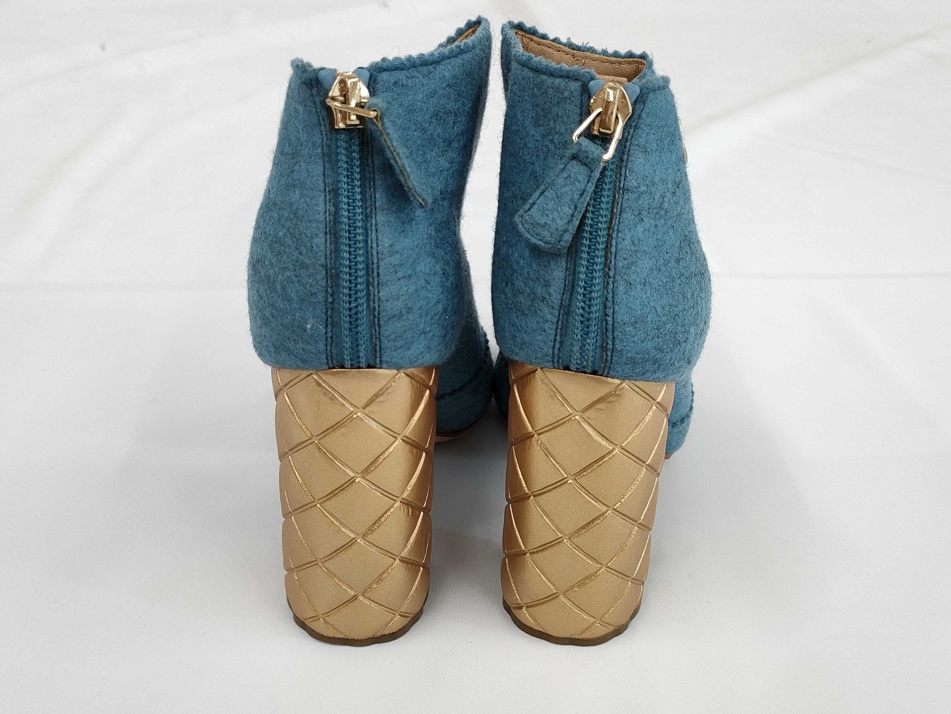 CHANEL CHANEL Women's Shoes Heels Size 38 Blue Gold Color with Dust Bag Other Shoes