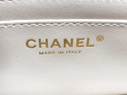 CHANEL Mini Matelasse 18 Shoulder Bag, Beige Lambskin with Champagne Gold Hardware, P64HJ013