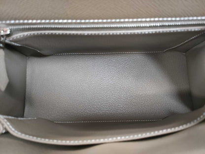 HERMES Kelly 25 Epsom Etoupe Silver Hardware SV B Stamp Handbag