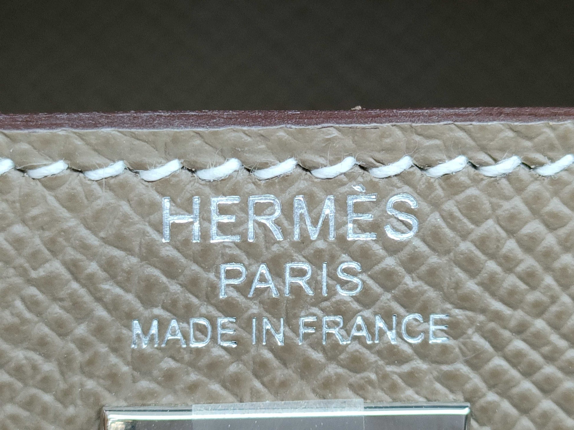 HERMES Kelly 25 Epsom Etoupe Silver Hardware SV B Stamp Handbag