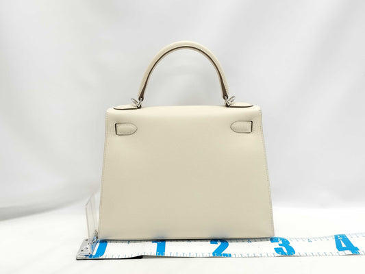 HERMES Kelly 28 Epsom Leather, Clé, Silver Hardware, SV, B Stamp, Handbag