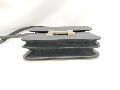 HERMES Constance Mini Chevre Shoulder Bag in Gray with Silver Hardware and K Stamp