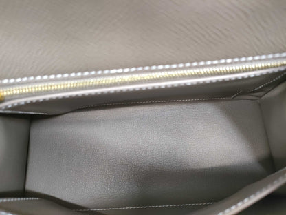 HERMES Kelly 25 Tricolore Epsom Etoupe/Black/Ardoise Gold Hardware GP W Stamp Handbag