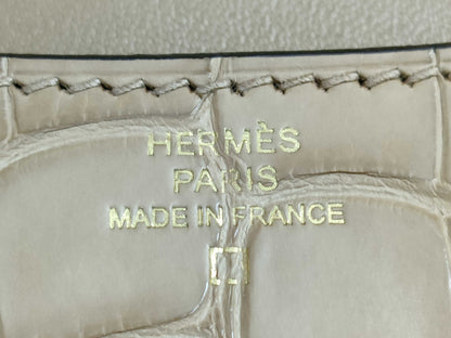 HERMES Constance Mini Alligator and Crocodile Shoulder Bag in Chai Gold with GP U Stamp and CITES Certification