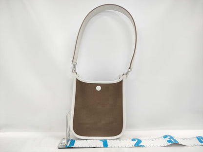 HERMES Neo Evelyne Mini Amazone 16 TPM Shoulder Bag in Etoupe/Gri Pearl with Silver Hardware and K Stamp